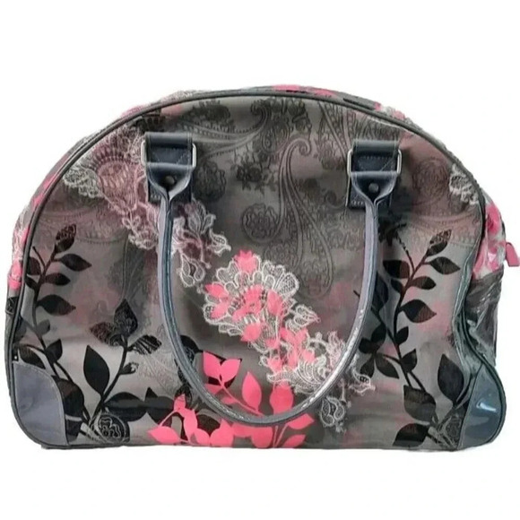 Paperchase Floral Gym Overnight Dance Oversized Bag Gray Pink Floral - Picture 2 of 6